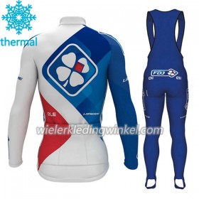 Set Fietsshirt Lange Mouw + Lange Koersbroek 2017 FDJ N001 Winter Thermal Fleece